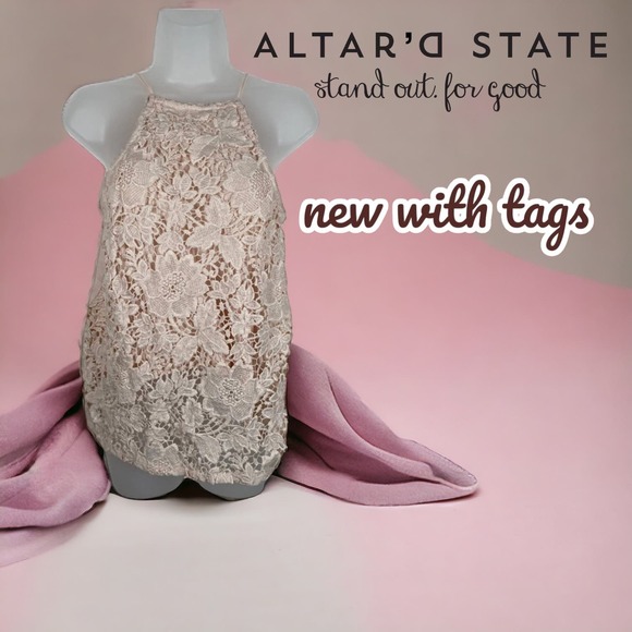 Altar’d State Tank | Womens Blush Pink Lace Tank | Size‎ M - Picture 1 of 8